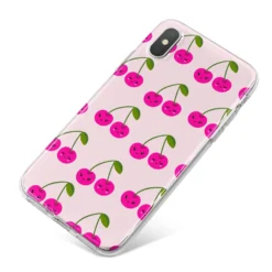 Happy Cherry IPhone Case -CaseCraze Store Happy Cherry iPhone X Bumper Case on Silver iPhone
