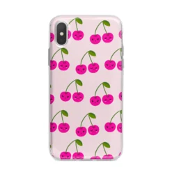Happy Cherry IPhone Case -CaseCraze Store Happy Cherry iPhone X Bumper Case on Silver iPhone Alternative Image 1