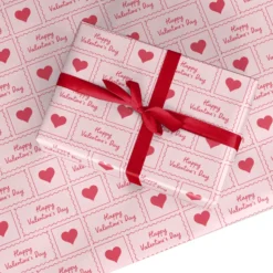 Happy Valentines Day Pink Heart Wrapping Paper