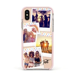 Heart Tape Photo With Text IPhone Case -CaseCraze Store Heart Tape Photo with Text Apple iPhone Xs Impact Case Pink Edge on Gold Phone