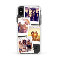Heart Tape Photo With Text IPhone Case -CaseCraze Store Heart Tape Photo with Text Apple iPhone Xs Impact Case White Edge on Black Phone