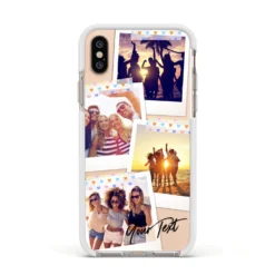 Heart Tape Photo With Text IPhone Case -CaseCraze Store Heart Tape Photo with Text Apple iPhone Xs Impact Case White Edge on Gold Phone
