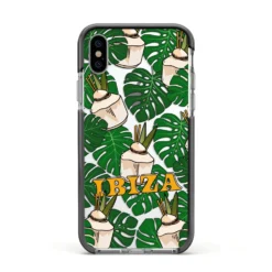 Ibiza IPhone Case -CaseCraze Store Ibiza Apple iPhone Xs Impact Case Black Edge on Silver Phone
