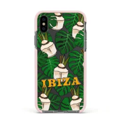 Ibiza IPhone Case -CaseCraze Store Ibiza Apple iPhone Xs Impact Case Pink Edge on Black Phone