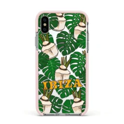 Ibiza IPhone Case -CaseCraze Store Ibiza Apple iPhone Xs Impact Case Pink Edge on Silver Phone