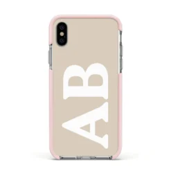 Initials IPhone Case 38 Initials IPhone Case -CaseCraze Store Initials Apple iPhone Xs Impact Case Pink Edge on Silver Phone