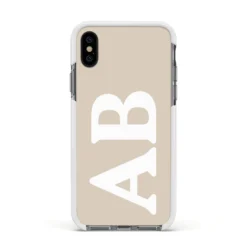 Initials IPhone Case 37 Initials IPhone Case -CaseCraze Store Initials Apple iPhone Xs Impact Case White Edge on Black Phone
