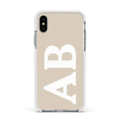Initials IPhone Case 35 Initials IPhone Case -CaseCraze Store Initials Apple iPhone Xs Impact Case White Edge on Silver Phone