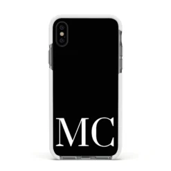 Initials Personalised 1 Apple IPhone Case -CaseCraze Store Initials Personalised 1 Apple iPhone Xs Impact Case White Edge on Black Phone