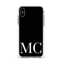 Initials Personalised 1 Apple IPhone Case -CaseCraze Store Initials Personalised 1 Apple iPhone Xs Impact Case White Edge on Silver Phone
