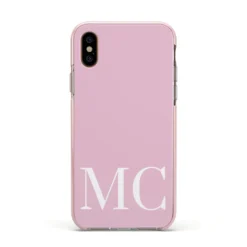 Initials Personalised 2 Apple IPhone Case -CaseCraze Store Initials Personalised 2 Apple iPhone Xs Impact Case Pink Edge on Gold Phone