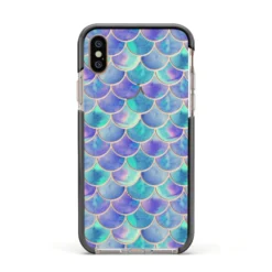 Iridescent Mermaid Scales IPhone Case -CaseCraze Store Iridescent Mermaid Scales Apple iPhone Xs Impact Case Black Edge on Gold Phone