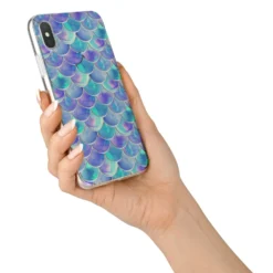 Iridescent Mermaid Scales IPhone Case -CaseCraze Store Iridescent Mermaid Scales iPhone X Bumper Case on Silver iPhone Alternative Image 2