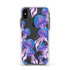 Jellyfish IPhone Case -CaseCraze Store Jellyfish Apple iPhone Xs Impact Case White Edge on Black Phone