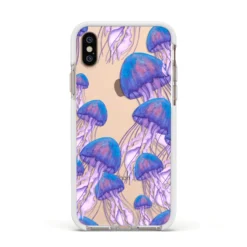 Jellyfish IPhone Case -CaseCraze Store Jellyfish Apple iPhone Xs Impact Case White Edge on Gold Phone