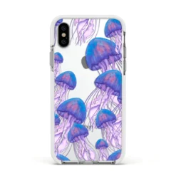 Jellyfish IPhone Case -CaseCraze Store Jellyfish Apple iPhone Xs Impact Case White Edge on Silver Phone
