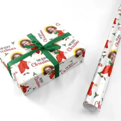 Jesus Photo Face Personalised Christmas Wrapping Paper -CaseCraze Store Jesus Photo Face Personalised Christmas Personalised Wrapping Paper
