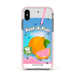 Just 4 Fun IPhone Case -CaseCraze Store Just 4 Fun Apple iPhone Xs Impact Case Pink Edge on Black Phone