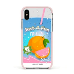 Just 4 Fun IPhone Case -CaseCraze Store Just 4 Fun Apple iPhone Xs Impact Case Pink Edge on Silver Phone
