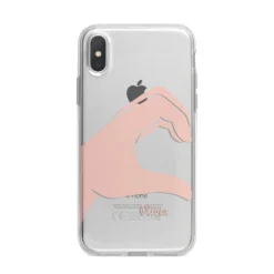 Left Hand In Half Heart With Name IPhone Case 24 Left Hand In Half Heart With Name IPhone Case -CaseCraze Store Left Hand in Half Heart with Name iPhone X Bumper Case on Silver iPhone Alternative Image 1