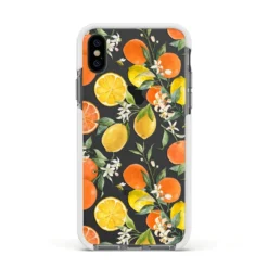 Lemons And Oranges IPhone Case -CaseCraze Store Lemons and Oranges Apple iPhone Xs Impact Case White Edge on Black Phone
