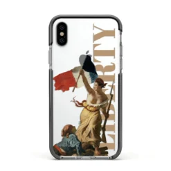 Liberty IPhone Case -CaseCraze Store Liberty Apple iPhone Xs Impact Case Black Edge on Silver Phone