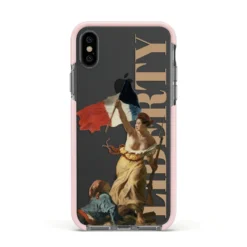 Liberty IPhone Case -CaseCraze Store Liberty Apple iPhone Xs Impact Case Pink Edge on Black Phone