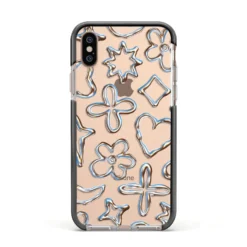 Liquid Chrome Doodles IPhone Case 39 Liquid Chrome Doodles IPhone Case -CaseCraze Store Liquid Chrome Doodles Apple iPhone Xs Impact Case Black Edge on Gold Phone