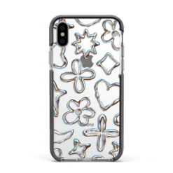 Liquid Chrome Doodles IPhone Case 38 Liquid Chrome Doodles IPhone Case -CaseCraze Store Liquid Chrome Doodles Apple iPhone Xs Impact Case Black Edge on Silver Phone