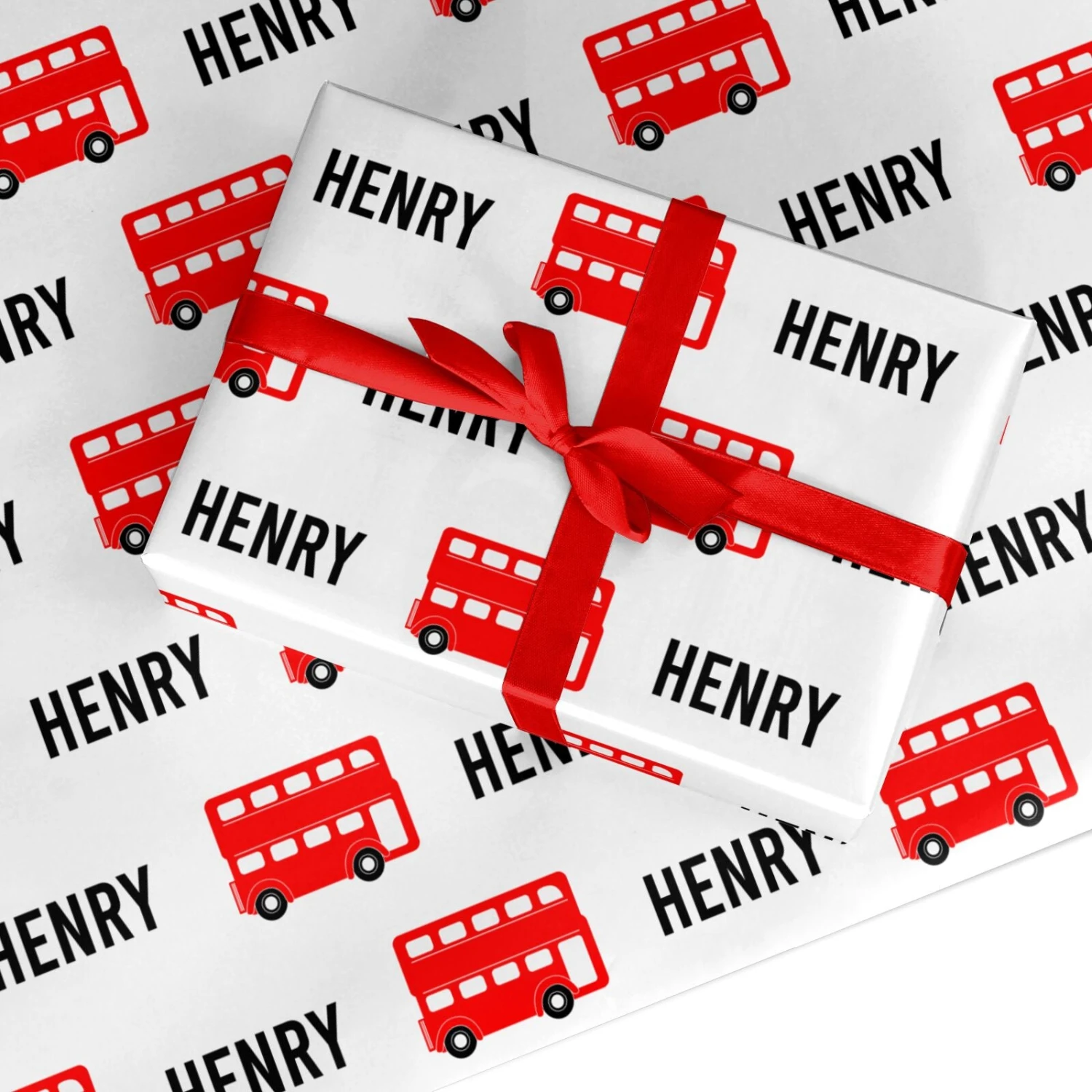 London Bus Print With Name Wrapping Paper 1 London Bus Print With Name Wrapping Paper