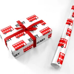 London Bus Print With Name Wrapping Paper 6 London Bus Print With Name Wrapping Paper -CaseCraze Store London Bus Print with Name Personalised Wrapping Paper