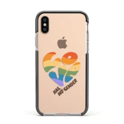 Love Has No Gender IPhone Case -CaseCraze Store Love Has No Gender Apple iPhone Xs Impact Case Black Edge on Gold Phone