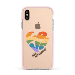 Love Has No Gender IPhone Case -CaseCraze Store Love Has No Gender Apple iPhone Xs Impact Case Pink Edge on Gold Phone