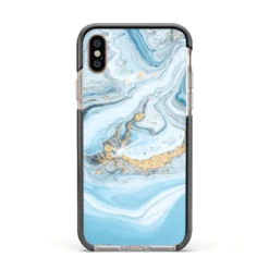 Marble IPhone Case -CaseCraze Store Marble Apple iPhone Xs Impact Case Black Edge on Gold Phone