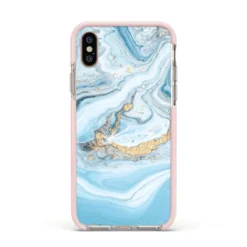 Marble IPhone Case -CaseCraze Store Marble Apple iPhone Xs Impact Case Pink Edge on Gold Phone