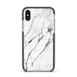 Marble White IPhone Case -CaseCraze Store Marble White Apple iPhone Xs Impact Case Black Edge on Gold Phone