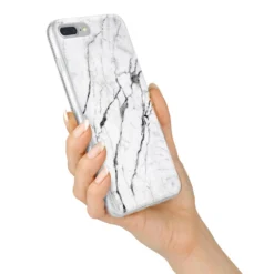 Marble White IPhone Case -CaseCraze Store Marble White iPhone 7 Plus Bumper Case on Silver iPhone Alternative Image