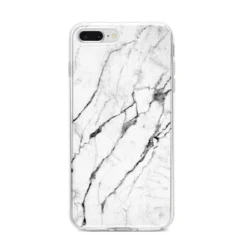 Marble White IPhone Case -CaseCraze Store Marble White iPhone 8 Plus Bumper Case on Silver iPhone