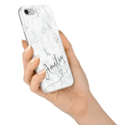 Marble With Custom Name IPhone Case -CaseCraze Store Marble with Custom Name iPhone 7 Bumper Case on Silver iPhone Alternative Image