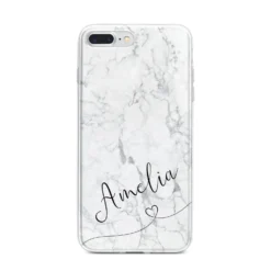 Marble With Custom Name IPhone Case -CaseCraze Store Marble with Custom Name iPhone 7 Plus Bumper Case on Silver iPhone
