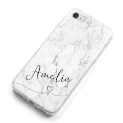 Marble With Custom Name IPhone Case -CaseCraze Store Marble with Custom Name iPhone 8 Bumper Case on Silver iPhone Alternative Image