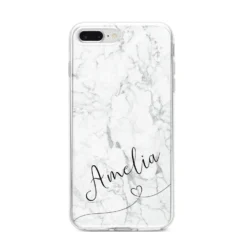 Marble With Custom Name IPhone Case -CaseCraze Store Marble with Custom Name iPhone 8 Plus Bumper Case on Silver iPhone
