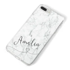 Marble With Custom Name IPhone Case -CaseCraze Store Marble with Custom Name iPhone 8 Plus Bumper Case on Silver iPhone Alternative Image