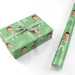 Mens Golf Photo Face Wrapping Paper -CaseCraze Store Mens Golf Photo Face Personalised Wrapping Paper
