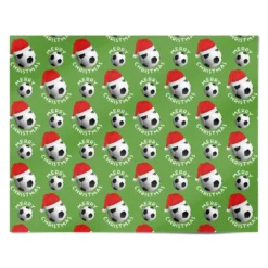 Merry Christmas Football Santa Hat Wrapping Paper -CaseCraze Store Merry Christmas Football Santa Hat Personalised Wrapping Paper Alternative