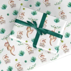 Monkey Personalised Happy Birthday Wrapping Paper