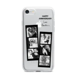 Monochrome Anniversary Photo Strip With Name IPhone Case -CaseCraze Store Monochrome Anniversary Photo Strip with Name iPhone 7 Bumper Case on Silver iPhone