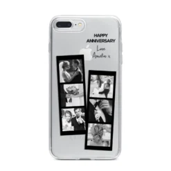 Monochrome Anniversary Photo Strip With Name IPhone Case -CaseCraze Store Monochrome Anniversary Photo Strip with Name iPhone 7 Plus Bumper Case on Silver iPhone