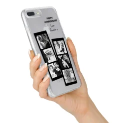 Monochrome Anniversary Photo Strip With Name IPhone Case -CaseCraze Store Monochrome Anniversary Photo Strip with Name iPhone 7 Plus Bumper Case on Silver iPhone Alternative Image