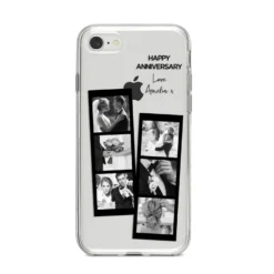 Monochrome Anniversary Photo Strip With Name IPhone Case -CaseCraze Store Monochrome Anniversary Photo Strip with Name iPhone 8 Bumper Case on Silver iPhone